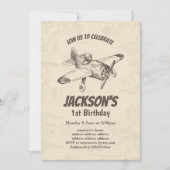 Vintag, Flugzeug, Flugzeug, Einladung zum Geburtst (Vorderseite)