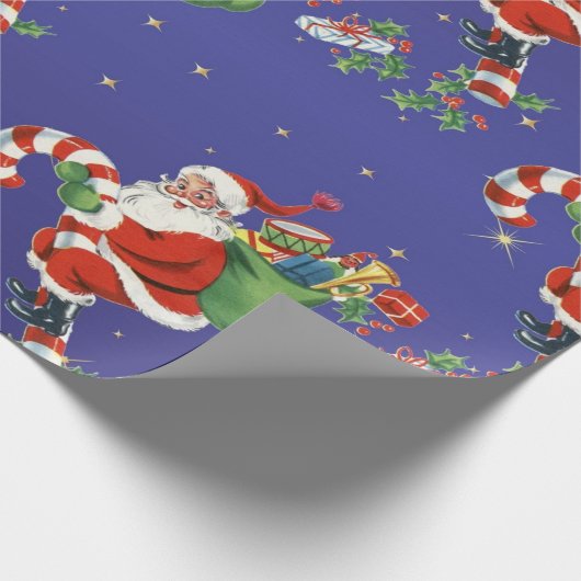Vintag Flying Santa - Frohe Weihnachten Geschenkpapier (Ecke)