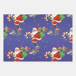 Vintag Flying Santa - Frohe Weihnachten Geschenkpapier Set