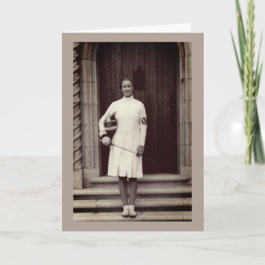 Vintag Foil Fencer Helene Mayer Grußkarte Karte (Vorderseite)