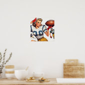 Vintag Football Girl Illustration Poster (Küche)