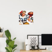 Vintag Football Girl Illustration Poster (Heimbüro)