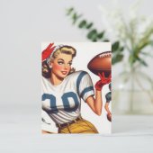 Vintag Football Girl Illustration Postkarte (Stehend Vorderseite)