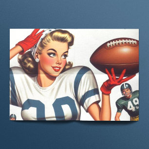 Vintag Football Girl Illustration Seidenpapier