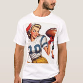 Vintag Football Girl Illustration T-Shirt (Vorderseite)