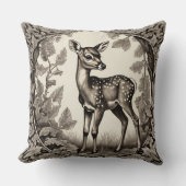 Vintag Forest Fawn Botanical Baby Deh Kissen (Vorderseite)