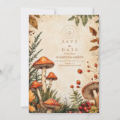 Vintag Forest Fungi Wedding Save The Date (Vorderseite)