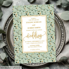 Vintag Forest Green Gold Greenerity Wedding Einladung