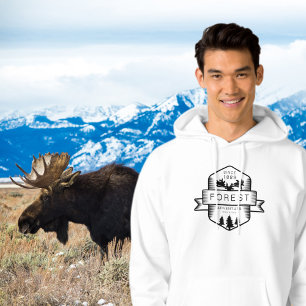 Vintag Forest Moose Abzeichen Hoodie