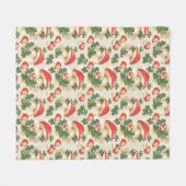 Vintag Forest Mushroom Lucky Clover Pattern Fleecedecke (Vorderseite (Horizontal))