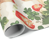 Vintag Forest Mushroom Lucky Clover Pattern Geschenkpapier (Rolleneckpunkt)