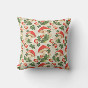 Vintag Forest Mushroom Lucky Clover Pattern Kissen