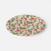 Vintag Forest Mushroom Lucky Clover Pattern Pappteller (Schrägansicht)