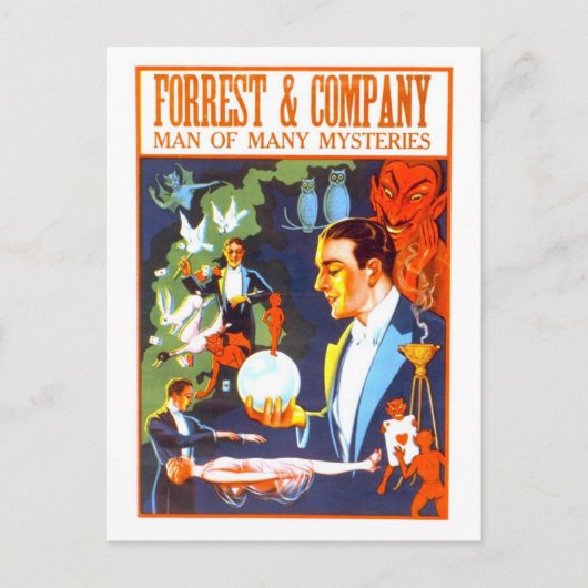 Vintag Forrest & Co Magician Werbung Postkarte (Vorderseite)