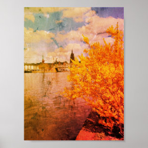 Vintag Forsythia Frankfurt City Poster