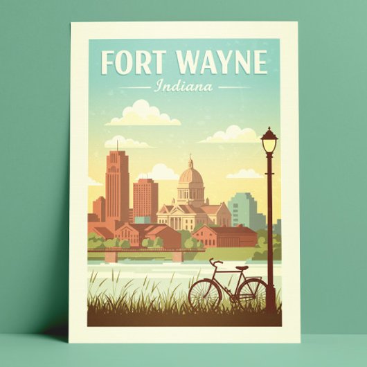 Vintag Fort Wayne Indiana Postkarte
