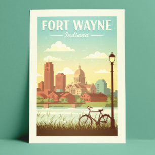 Vintag Fort Wayne Indiana Postkarte