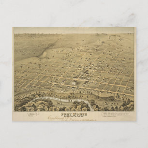 Vintag Fort Worth Map Postcard Postkarte