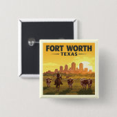 Vintag Fort Worth Texas Button (Vorne & Hinten)