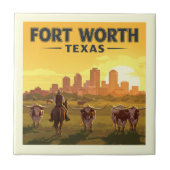 Vintag Fort Worth Texas Fliese (Vorderseite)