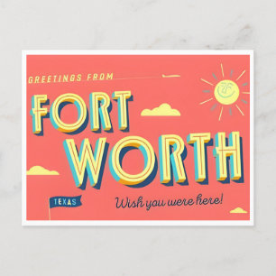 Vintag Fort Worth Texas Grüße von Postkarte