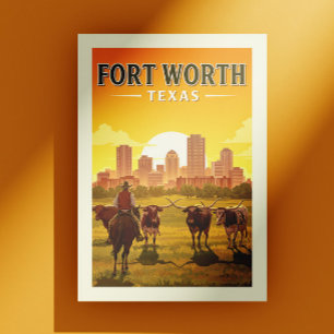 Vintag Fort Worth Texas Postkarte