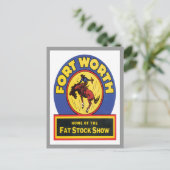 Vintag Fort Worth, Texas Postkarte (Stehend Vorderseite)