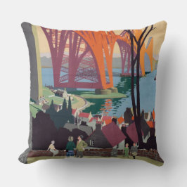 Vintag Forth Bridge Scotland Rail Throw Kissen