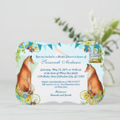 Vintag Fox Bunting Garden Brautparty lädt ein Einladung (Stehend Vorderseite)
