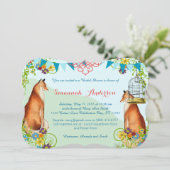 Vintag Fox Bunting Garden Brautparty lädt ein Einladung (Stehend Vorderseite)