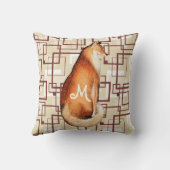 Vintag Fox Retro braunes Tan geometrisches Muster Kissen (Rückseite)