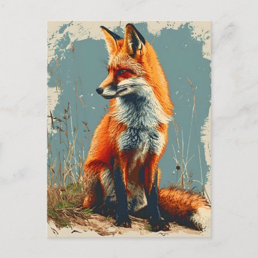 Vintag Fox: Zeitloser Wildcharakter Postkarte (Vorderseite)