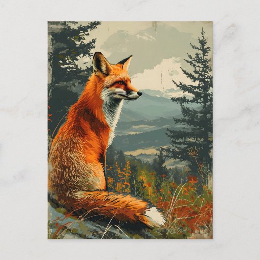 Vintag Fox: Zeitloser Wildcharakter Postkarte (Vorderseite)