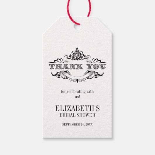 Vintag Frame Brautparty Vielen Dank Geschenkanhänger (Vorderseite)