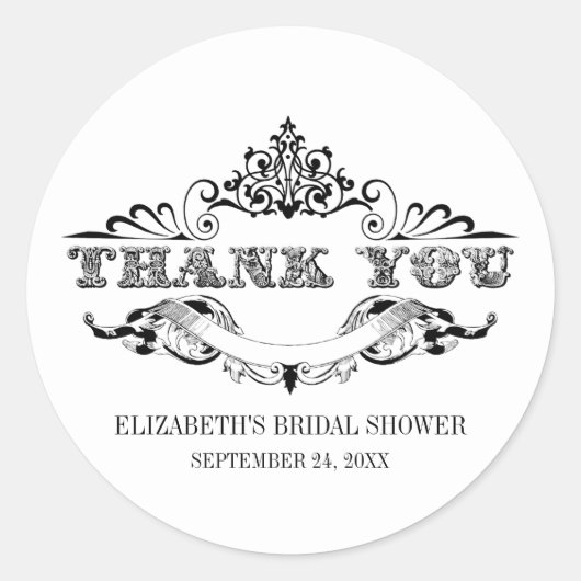 Vintag Frame Brautparty Vielen Dank Runder Aufkleber (Vorderseite)