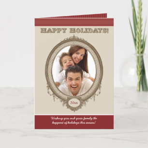 Vintag Frame Custom Holiday Card (rot) Feiertagskarte