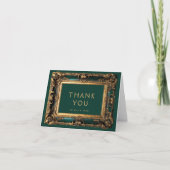 Vintag Frame Emerald Green Gold Wedding Dankeskarte (Vorderseite)