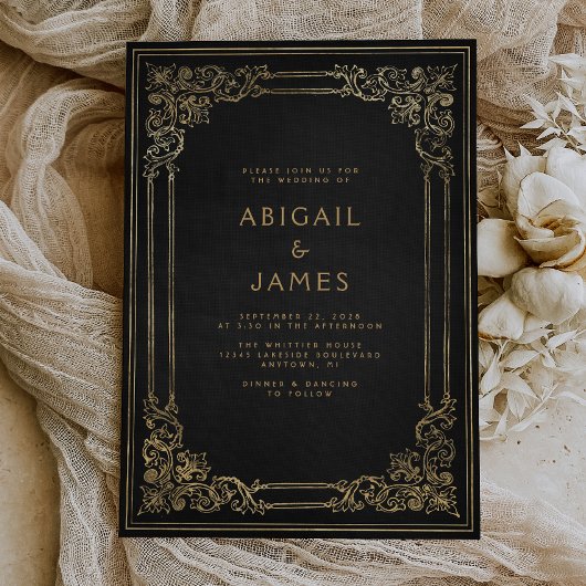 Vintag-Frame-Schwarz-Hochzeit Einladung