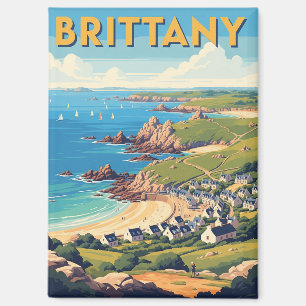 Vintag France Bretagne Beach Postcard Magnet