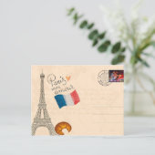 Vintag France Paris Eiffel Tower Postkarte (Stehend Vorderseite)