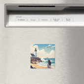 Vintag Frankreich Bretagne Beach Lighthouse Postca Magnet (In Situ (Geschirrspüler))