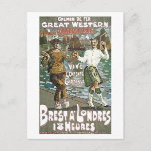 Vintag Frankreich - England Reiseanzeige Postkarte