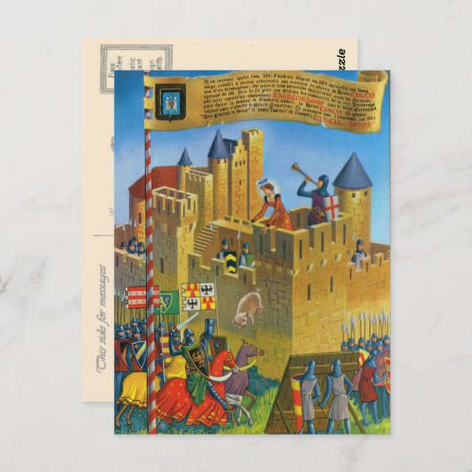 Vintag Frankreich Mittelalterliches Carcassonne Postkarte (Vorne/Hinten)