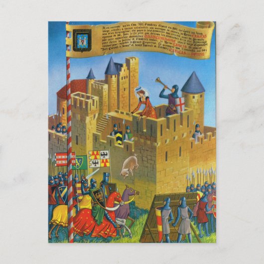 Vintag Frankreich Mittelalterliches Carcassonne Postkarte (Vorderseite)
