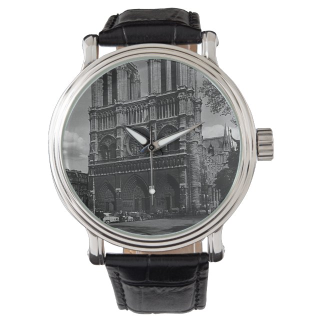 Vintag Frankreich Notre Dame Kathedrale Armbanduhr (Vorderseite)