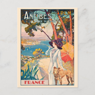 Vintag Frankreich Riviera Antibes Cote d'Azur Postkarte