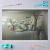 Vintag-Französisch-Blaue Mit Augen-Katze-Dekoupage Seidenpapier (Basteln)