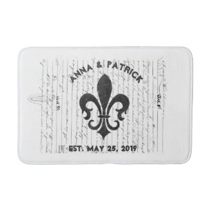 Vintag Französisch Ephemera B & W Lilie Custom Badematte
