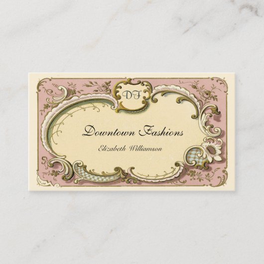 Vintag französische rosa Rolle Visitenkarte (Vorderseite)