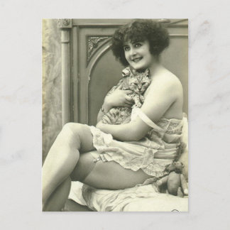 Vintag-Französischer Pinup Postkarte